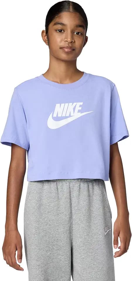 Nike Girls' Sportswear Cropped T-Shirt (Large Swoosh Logo)