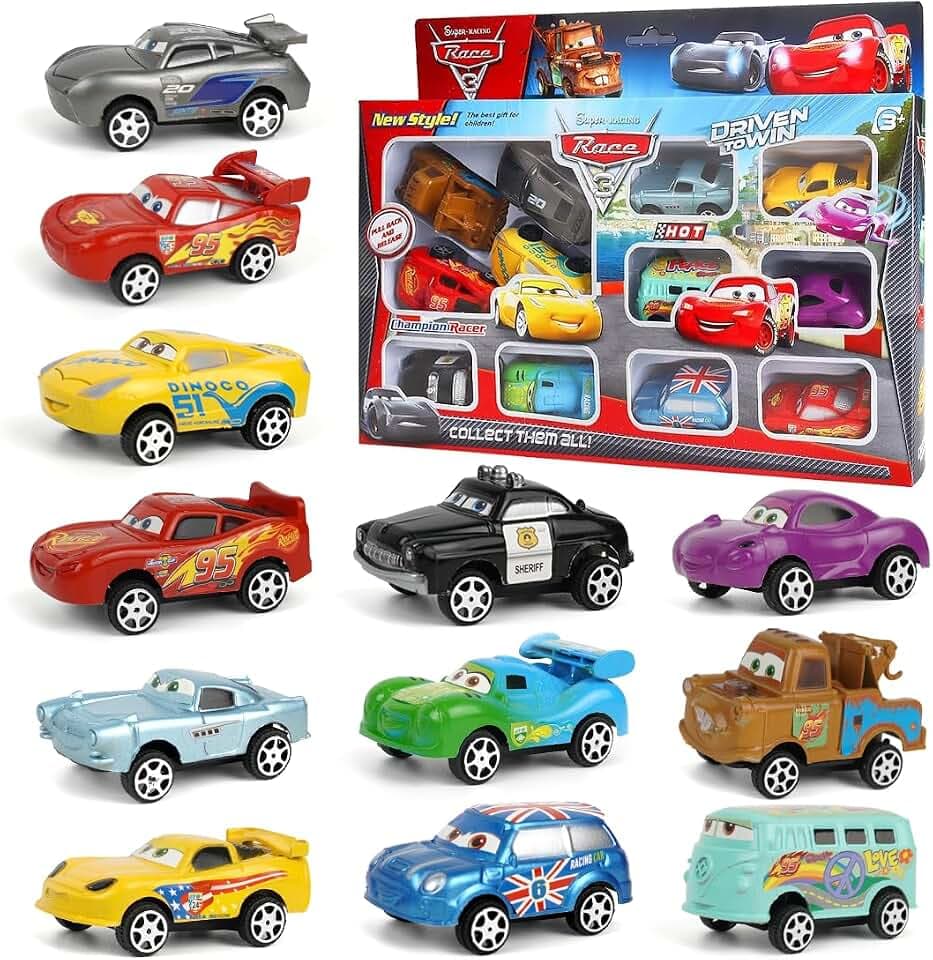 Zaloife Toy Car Set, 12 Pcs Cars Spielzeug, Auto-Kuchendekoration， Kinderidee Spielfahrzeuge, Mini Auto Tortendekoration, Small Vehicles for Children