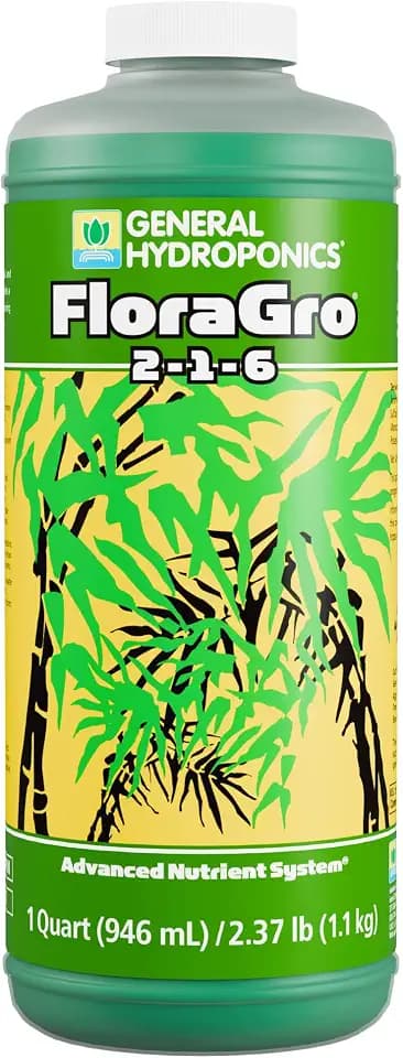 General Hydroponics FloraGro 2-1-6 Plant Food, Part of FloraSeries Advanced Nutrient System for Plants, 1 Quart