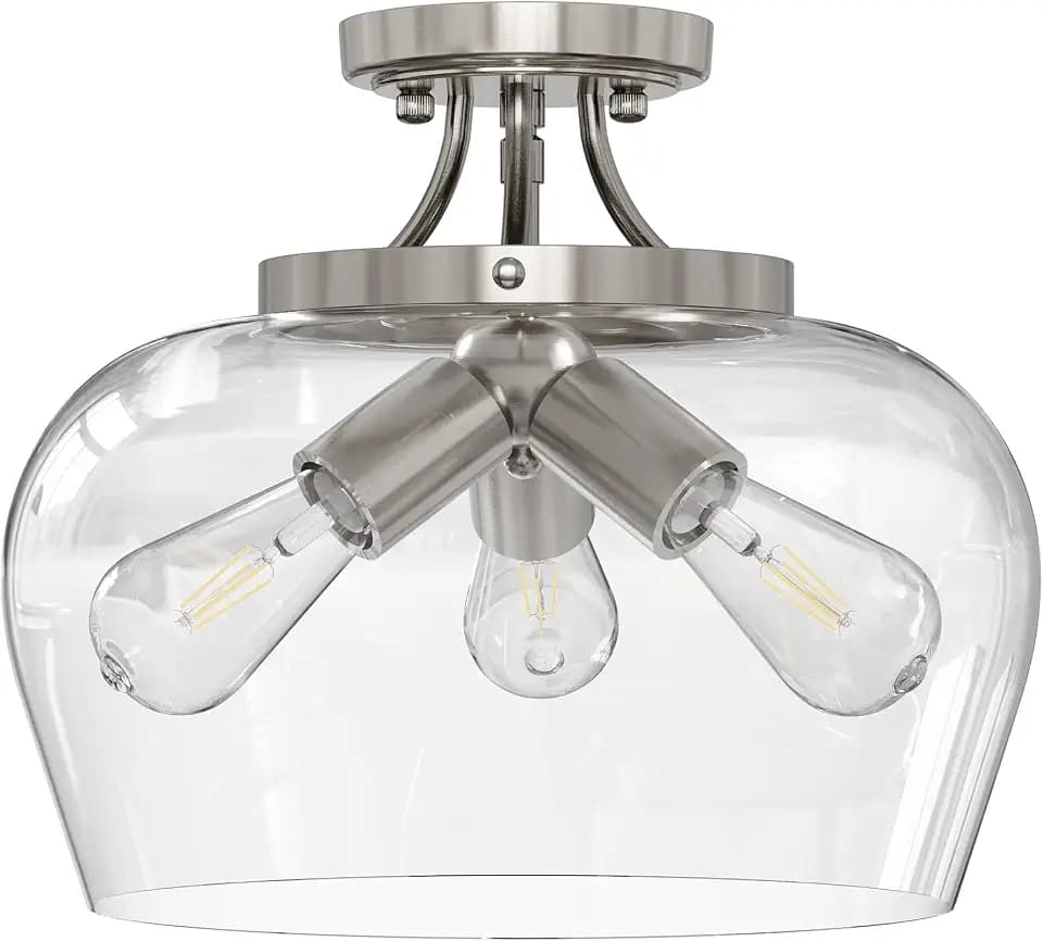 VONLUCE Semi Flush Mount Ceiling Light, Clear Glass Shade Light Fixture