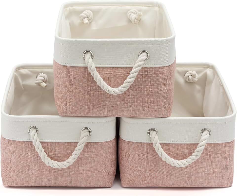 13.8x9.8x6.7 Inch Fabric Small Storage Bins with Handles 3 Pack