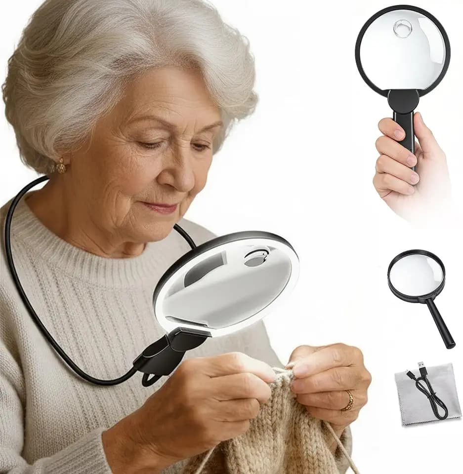 Wiederaufladbare Lupe mit Licht, Freihändige Leselupe mit Licht für Senioren Groß in der Nähe Arbeit, HD-Lupe Flexible Schwanenhalslupe zum Lesen, Reparieren, Sehschwäche, ältere Menschen, Hands-Free
