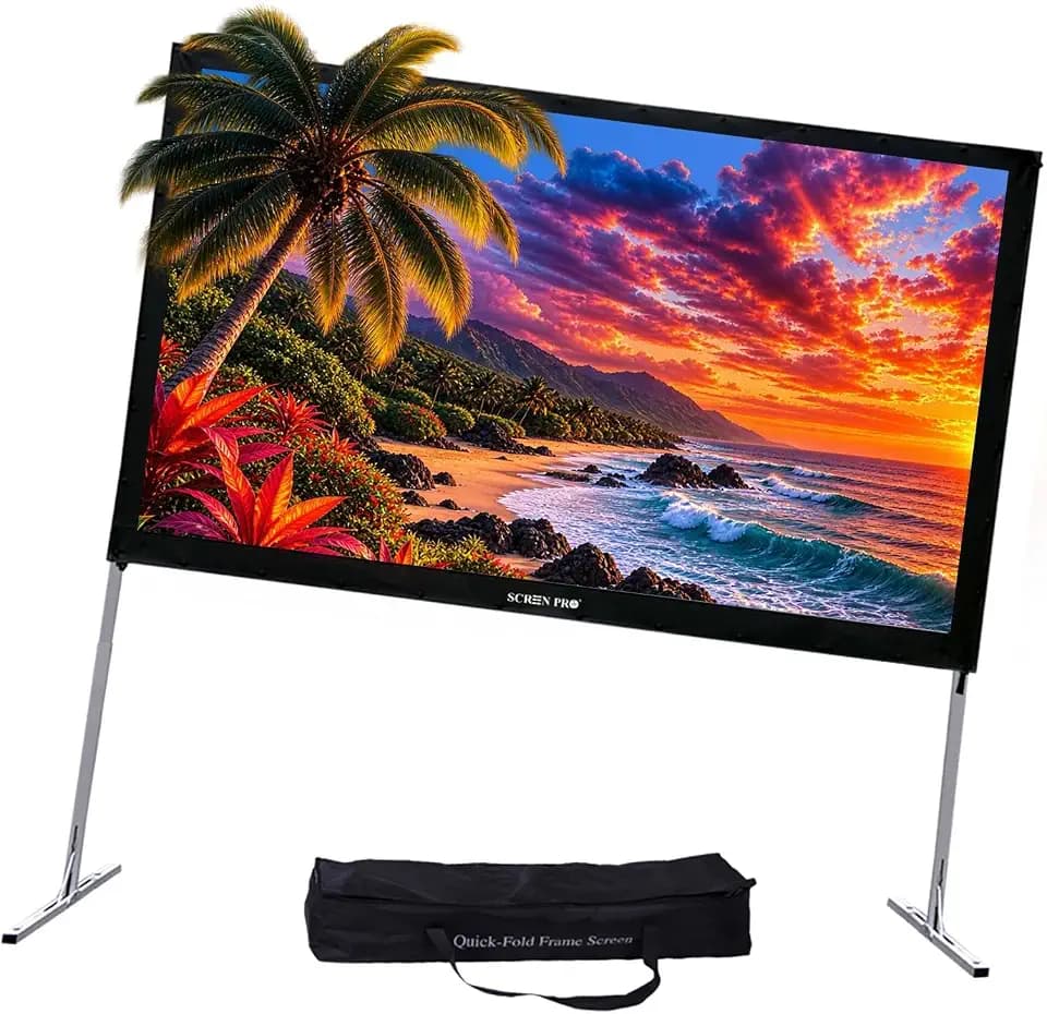 144" Portable Fast-Folding Projector Screen, 16:9 4K, w/Stand