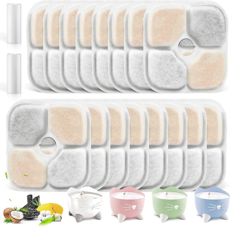 16 Pack Pet Fountain Filters for Catit PIXI Cat Drinking Fountain