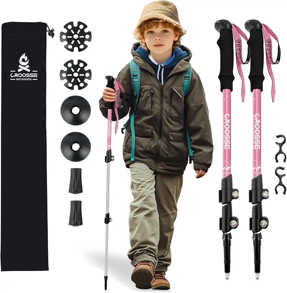 Kids Hiking Poles, Kids Walking Stick, Lightweight Aluminum Adjustable