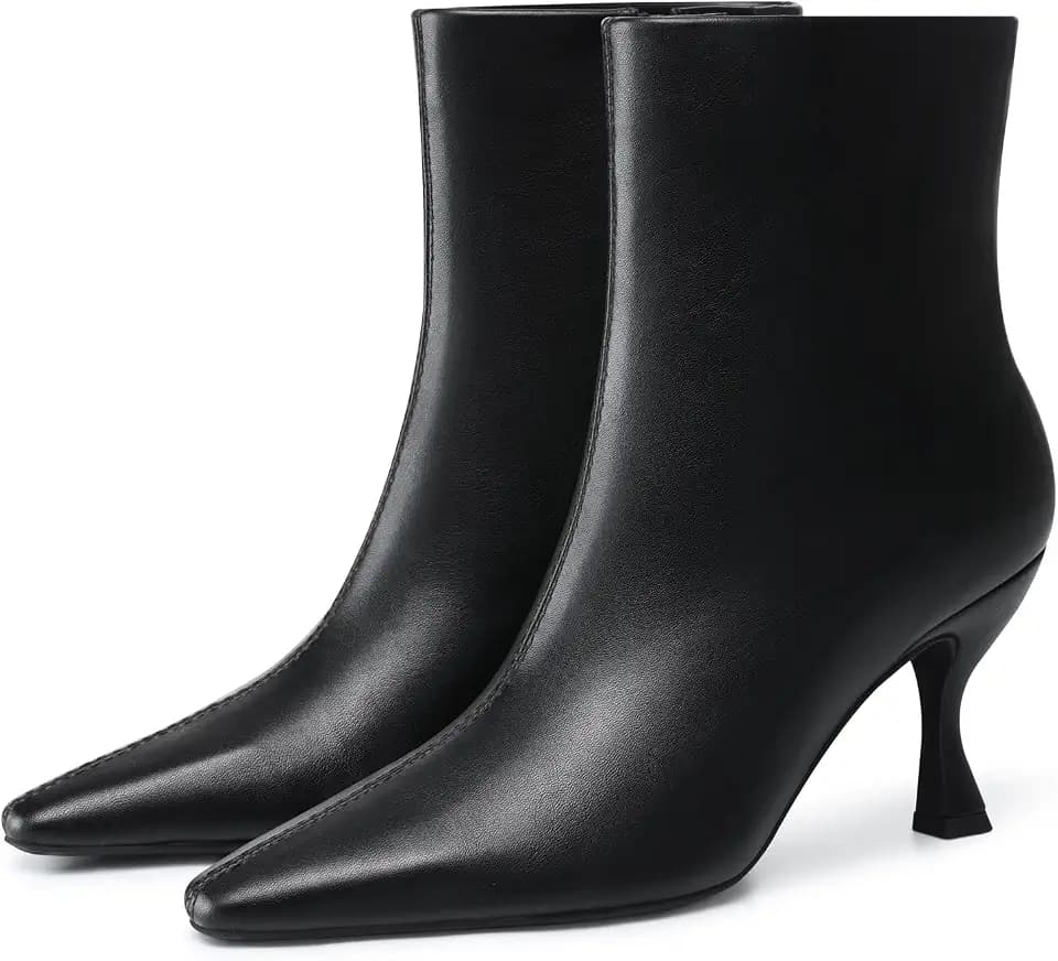 CELLENZ Women Kitten Ankle Boots: 3.5 Inch Comfortable Pointed Toe Boot
