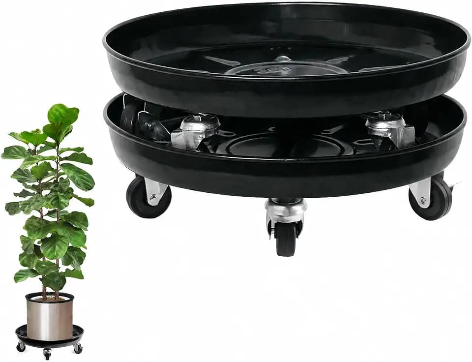 Choclaif Plant Caddy with Wheels,2 Pack Black Heavy Duty Plant Stand with Universal Wheels,Round Pot Trolley for Indoor (12)