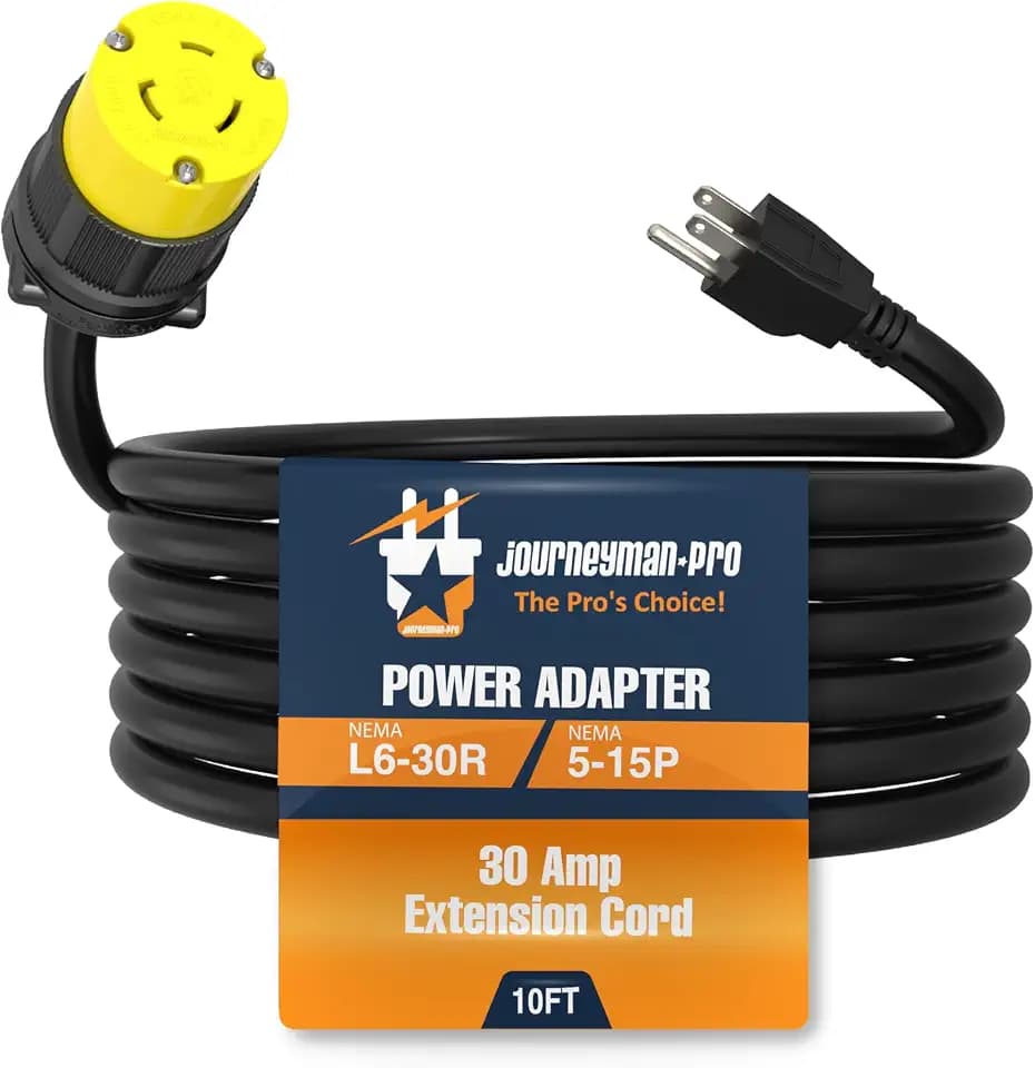 Pigtail 220V to 110V Outlet Adapter 2FT or 10FT for Plasma Cutters, Welders. Plug into Standard Household Outlet, 3 Prong Welding Extension Cord Converter from Journeyman-Pro (L630R-515P-10FT)
