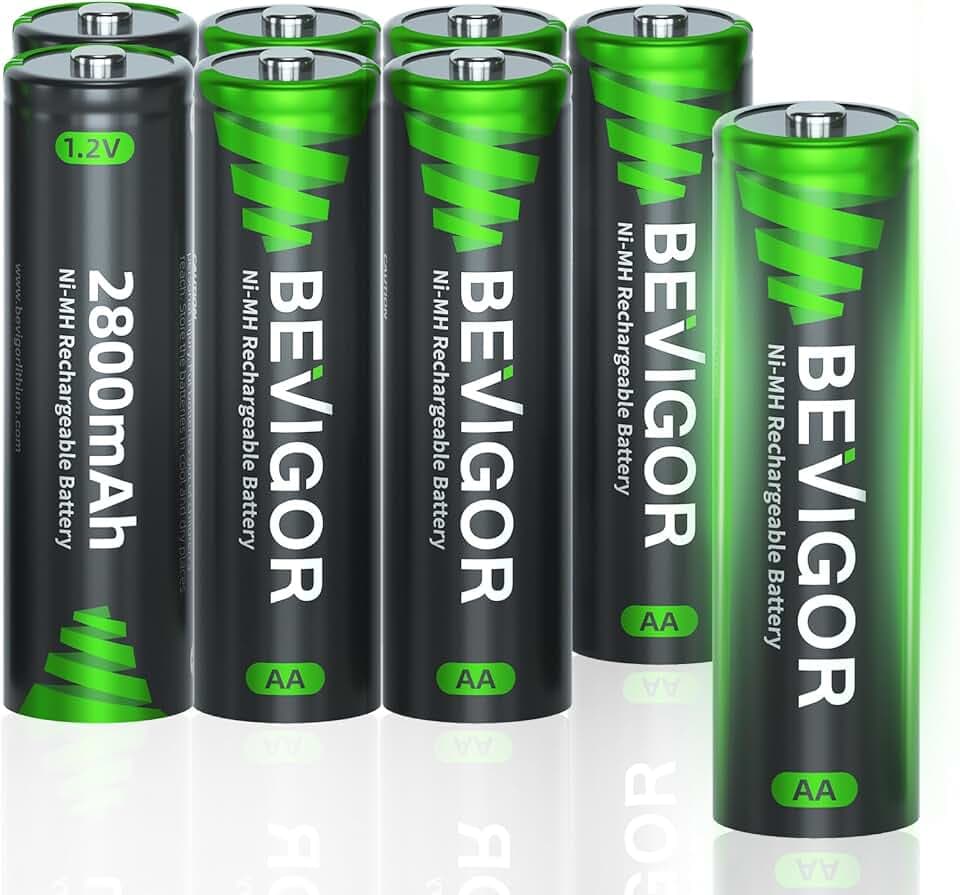 BEVIGOR AA Akkubatterien, 2800mAh 1.2V Akku hohe Kapazität AA NiMH wiederaufladbare Batterien, 8 Stück, vorgeladen