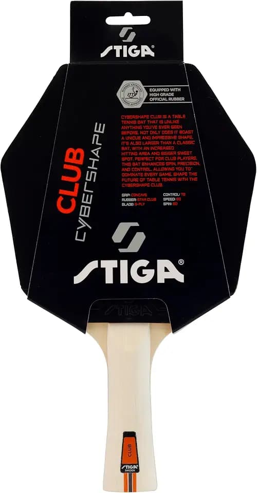 STIGA Club Cybershape Tischtennisschläger – Tischtennisschläger für Einsteiger mit 5-lagigem Tischtennisholz, Star Club Belag und großem Sweetspot – das Beste Techniktrainig von Anfang an