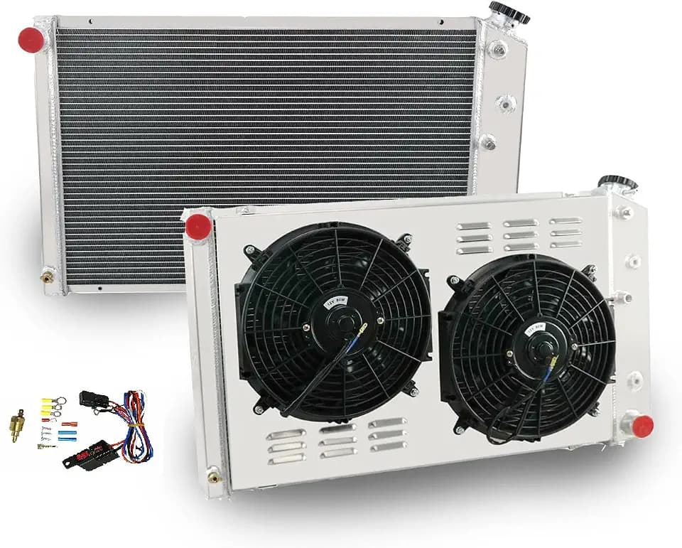 3 Row Cooling Radiator Fan Shroud Set for 1978-1987 Chevy El Camino Monte Carlo Cutlass Grand Prix Camaro G body Radiators 1982 1986 1984 1985