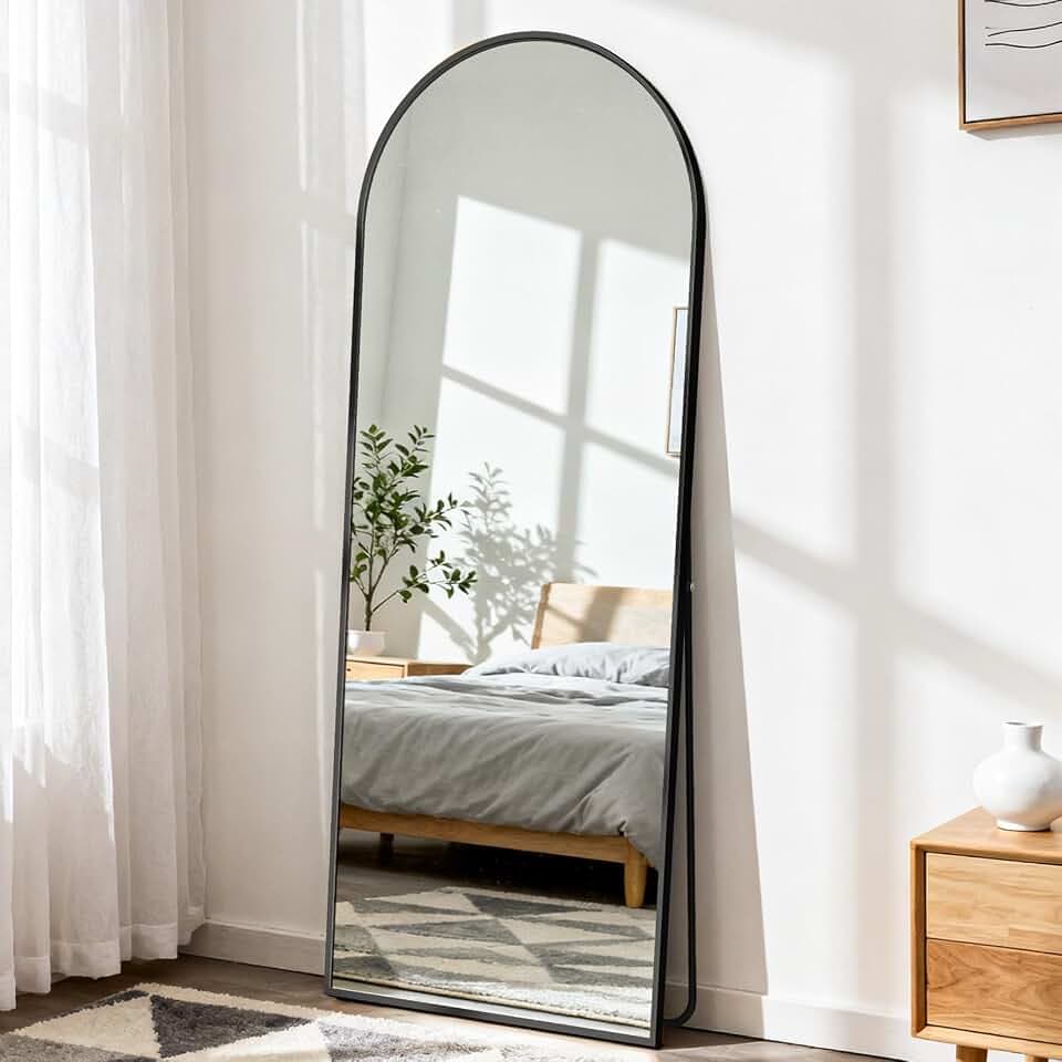 Arched Full Length Floor Mirror 56"x15", Body Standing Mirror