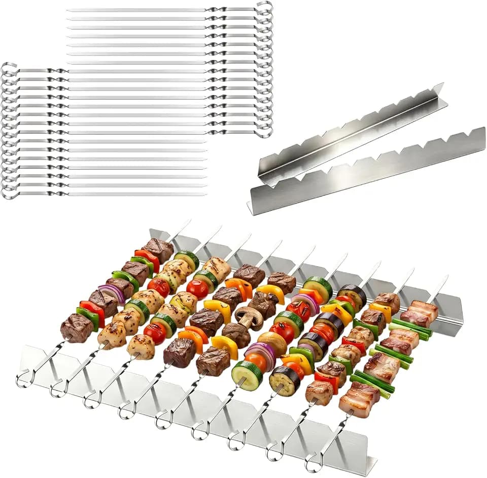 Grillspieße Edelstahl Schaschlikspieße Grillzubehör Gasgrill 30tlg