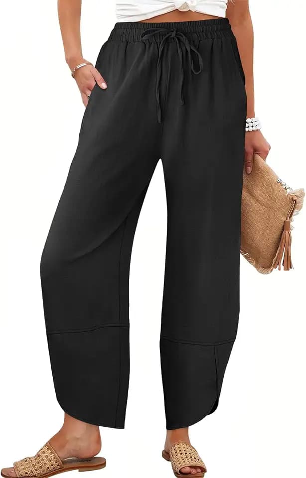 Caracilia Womens Wide Leg Barrel Pants with Pockets