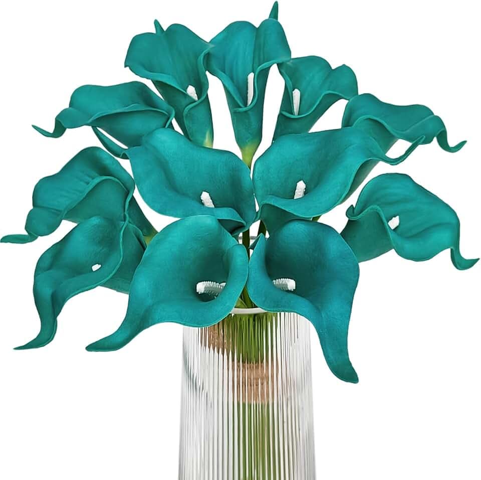 Letjolt Künstliche Calla-Lilien in Blaugrün für Hochzeitssträuße, 12 Stück, Wohnaccessoire, Kunstblumen, Calla-Lilien, Blaugrün
