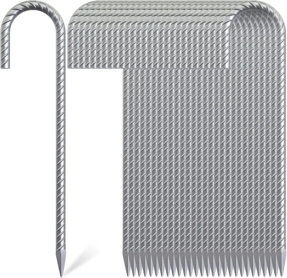 12 Inch J Hook Rebar Stakes 55 Pcs, Heavy Duty Metal Tent Stakes