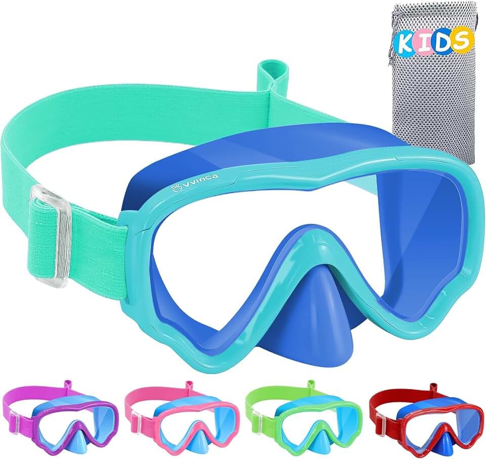 Kids Swim Goggles with Nose Cover, Fabric Strap Swim Mask Anti Fog 3-15