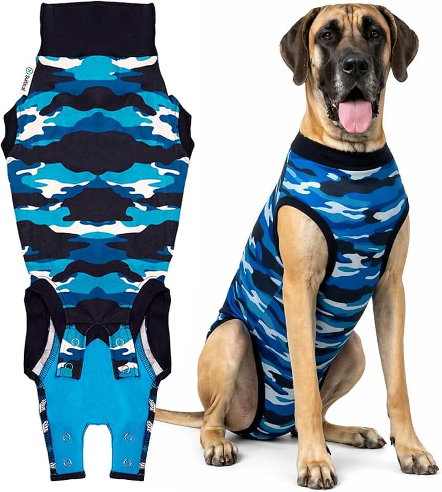 Suitical Recovery Suit for Dogs - Spay & Neutering Dog Surgery Recovery Suit for Male or Female - Soft Fabric for Skin Issues - XL, Neck to Tail 29.1-32.3 Inches, Chest 34-44.5 Inches -Blue Camouflage