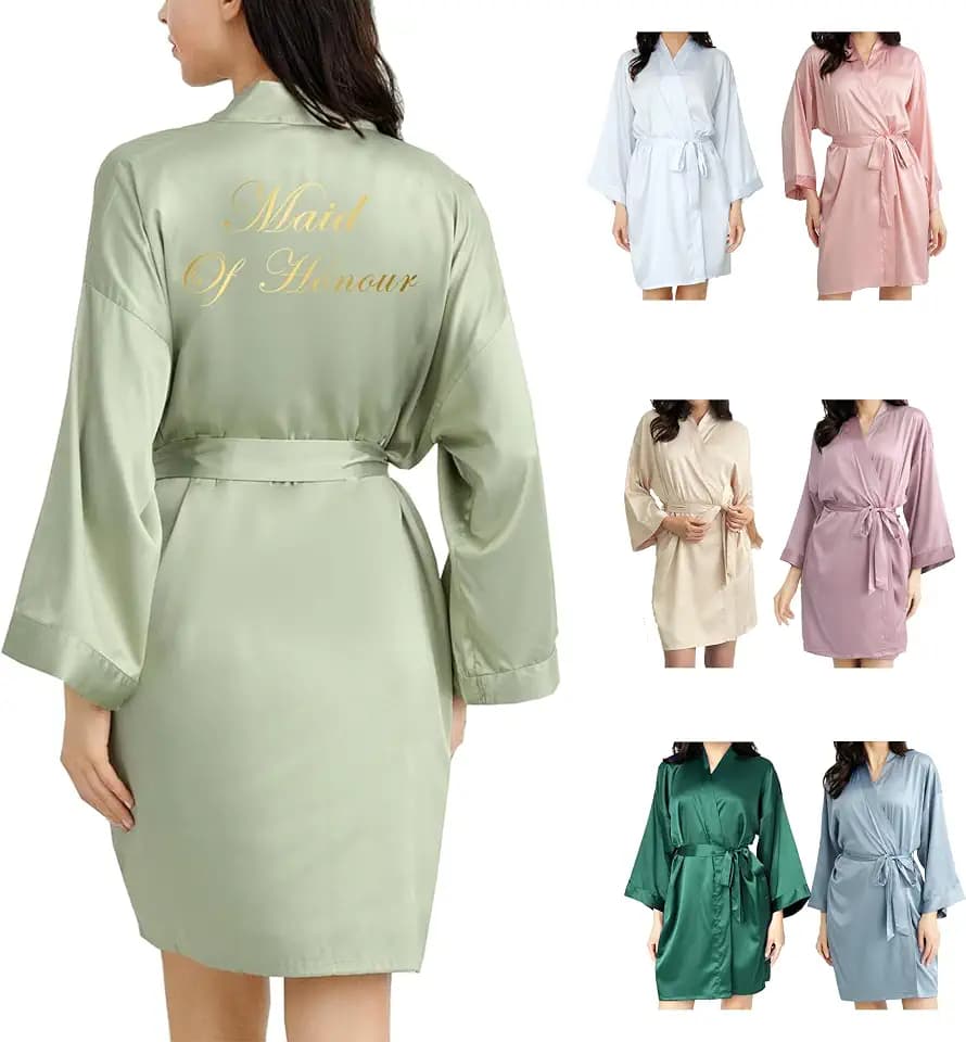 Damen-Bademantel aus Satin, für Braut, Brautjungfer, Robe für Hochzeit, Brautparty, luxuriöses Geschenk