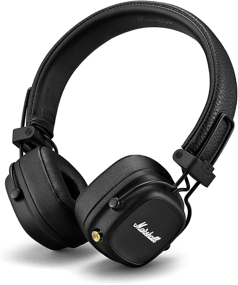 Marshall Major IV On Ear Bluetooth Kopfhörer, Kabelloser Ohrhörer, Faltbar, 80 Stunden kabellose Akkukapazität - Schwarz