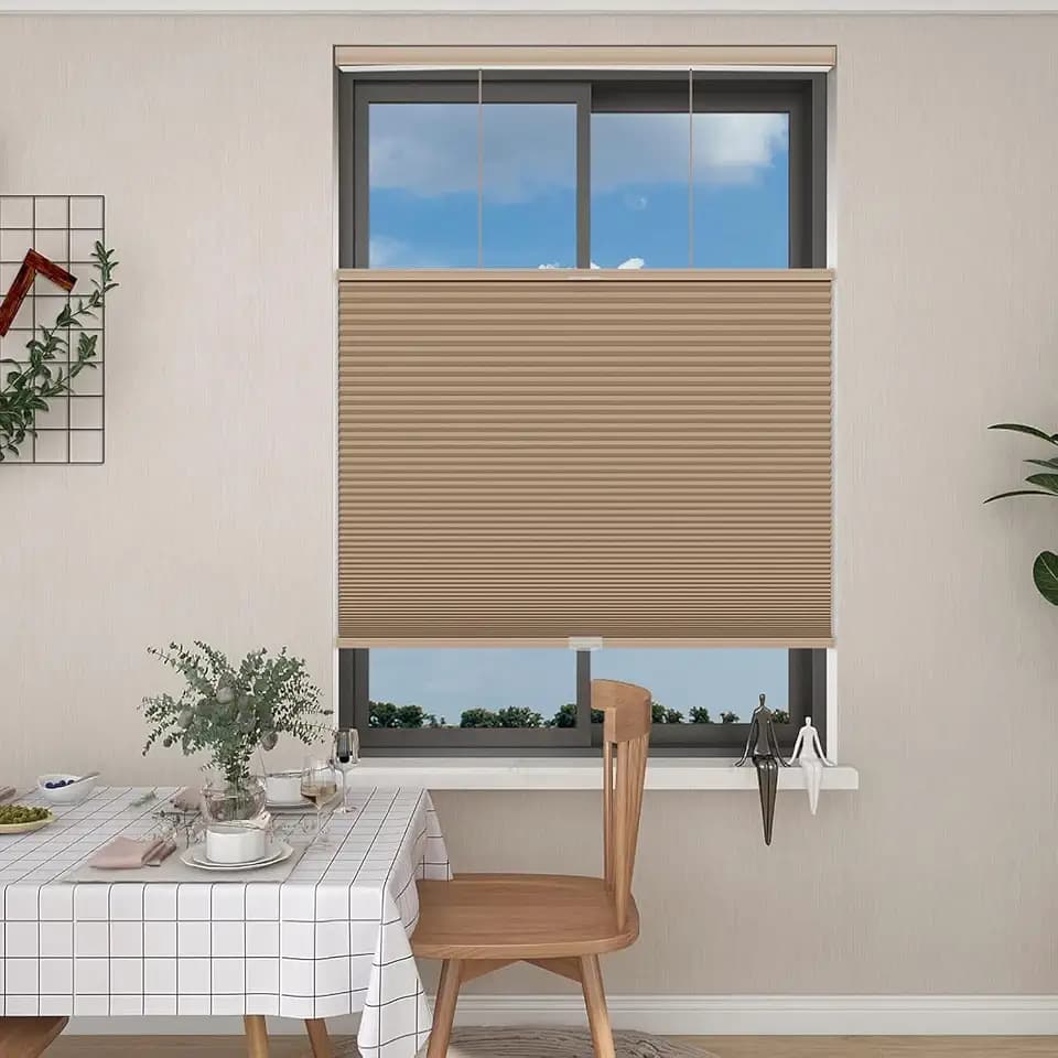 Changshade Top Down Bottom Up Shades,Blackout Cellular Shades Cordless,Top Down Bottom Up Cellular Shades,Honeycomb Blinds for Windows,Cellular Blinds Cordless,39Wide*72High,Light Brown