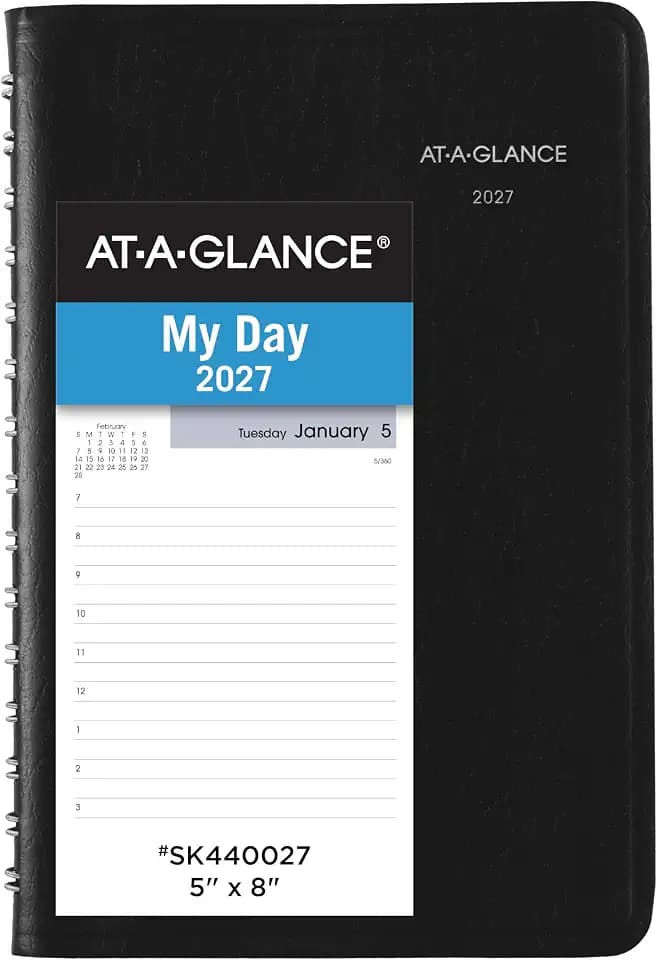 AT-A-GLANCE 2027 Appointment Book Planner, Daily, 5" x 8", Hourly, DayMinder, Black (SK440027)