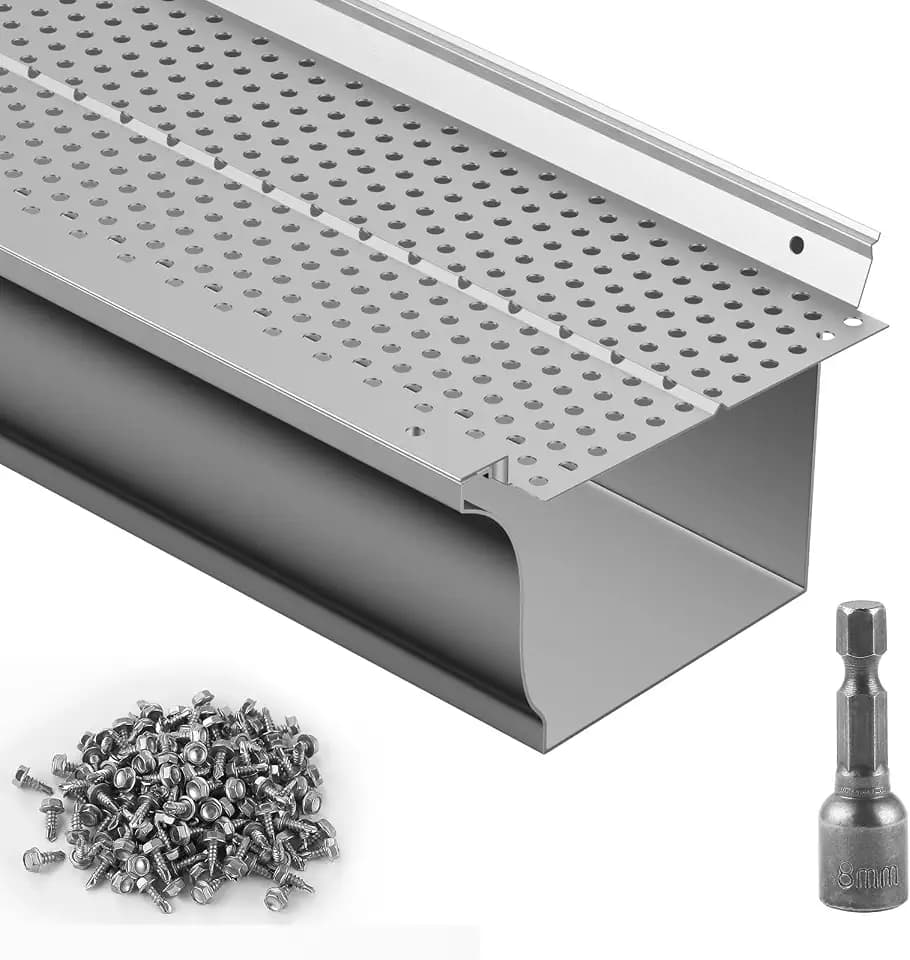 VEVOR Dachrinnenschutz, 12,7 cm breit, Aluminium-Blattfilter, Dachrinnenabdeckung zum Selbermachen, 13 Stück, 152 m Gesamtlänge, 0,4 cm Lochdurchmesser und 0,05 cm dick, Raptor-Dachrinnenschutz, passe