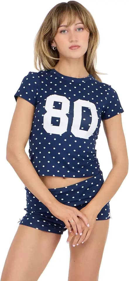 Forever 21 Women's Baby Tee with Screens and AOP