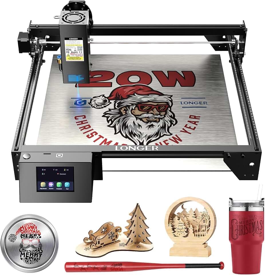 Longer RAY5 20000mW Laser Engraver, High-Precision Engraving Machine with 3.5" Touch Screen & APP Offline Control, Laser Cutter for Wood, Metal, Acrylic, Glass, Leather, 15.7"x15.7" Working Area