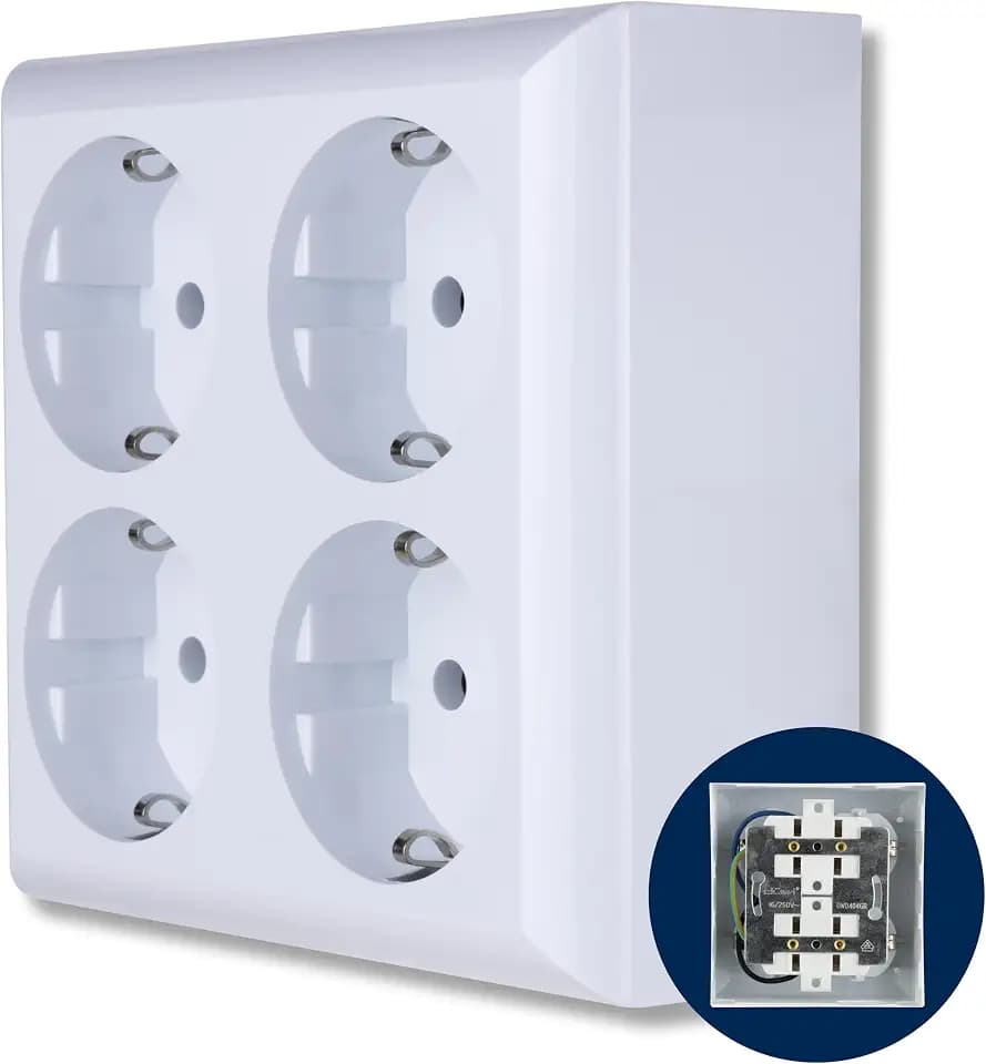 REV Mehrfachsteckdose Aufputz PlanoLuxe - 16A, 230V~, IP20, weiß