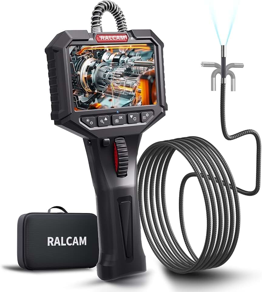 Ralcam Endoskopkamera mit Licht Endoscope Camera - Endoskop 6,2mm Inspektionskamera 3,5" HD 720P Rohrkamera, Kameras mit 6 LED, IP67 Wasserdicht 2M Halbsteifes Kabel Teleskopkamera Kfz Werkzeug