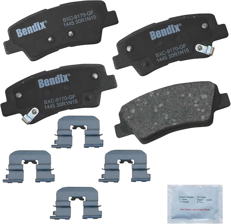 Bendix Priority1 CFC1445 Ceramic Rear Brake Pads for Hyundai Azera 2012-2017, Sonata 2011-2014, Sonata Hybrid 2015, Kia Optima 2011-2014, Optima Hybrid LX 2016