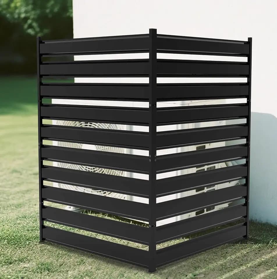 38" W x 48" H 2 Panels Air Conditioner Fence Screen, Metal Privacy Fence for Outside Unit, Pool Equipment Enclosure Trash Can Fence, No Dig Backyard Fencing for Outdoor