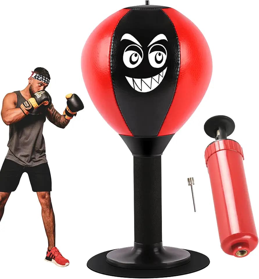 Punchingball, Punchingball Tisch mit Federn, Saugnapf zum Stressabbau für Chef, Kollegen, Freunde, 18x17.5x37 cm