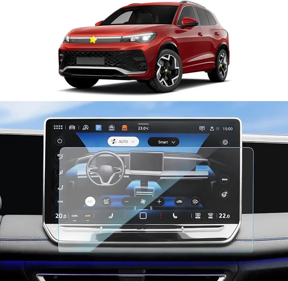 SKTU for 2025 2026 VW Tiguan Screen Protector 12.9 Inch for 2025+ Volkswagen Tiguan (S/SE/SE R-Line Black) 12.9-Inch Navigation 2025 2026 Tiguan Accessories Screen Protective Film Tempered Glass [9H Hardness, Ultra HD, Anti-Glare]