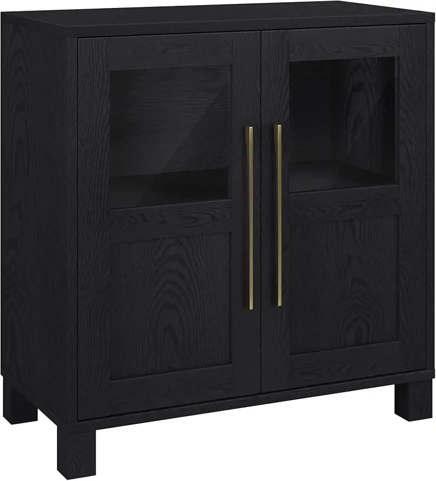 Henn&Hart 28" Accent Cabinet, Sideboard Buffet, Natural Black