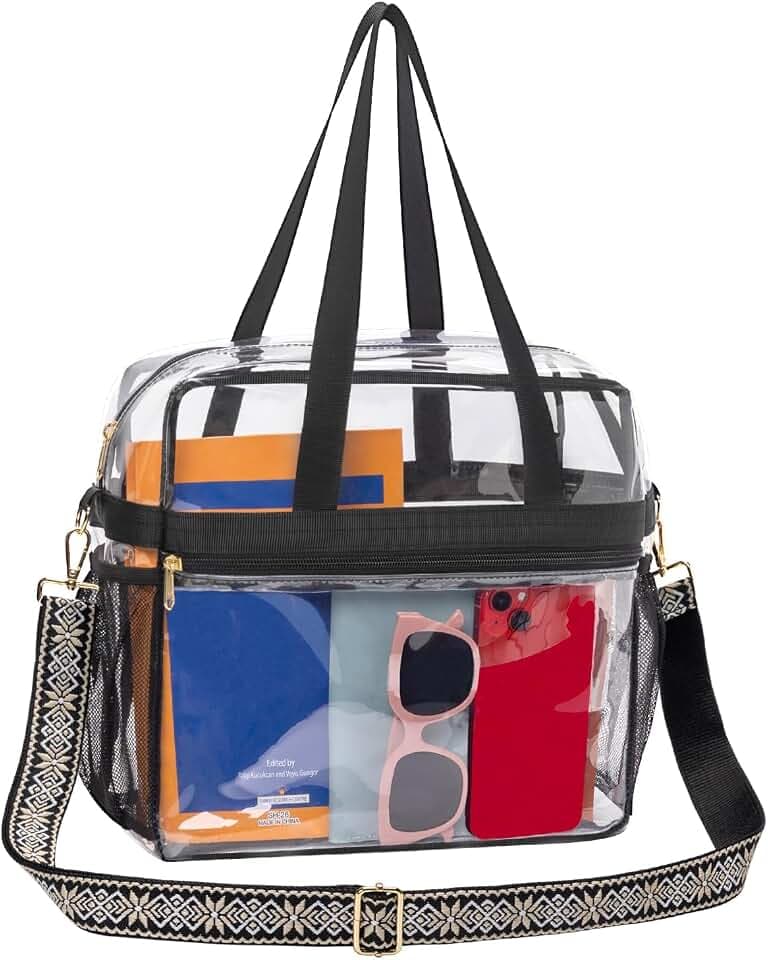 Paxiland Clear Tote Bag for Stadium Events, 12x6x12 Inches Stadium Approved