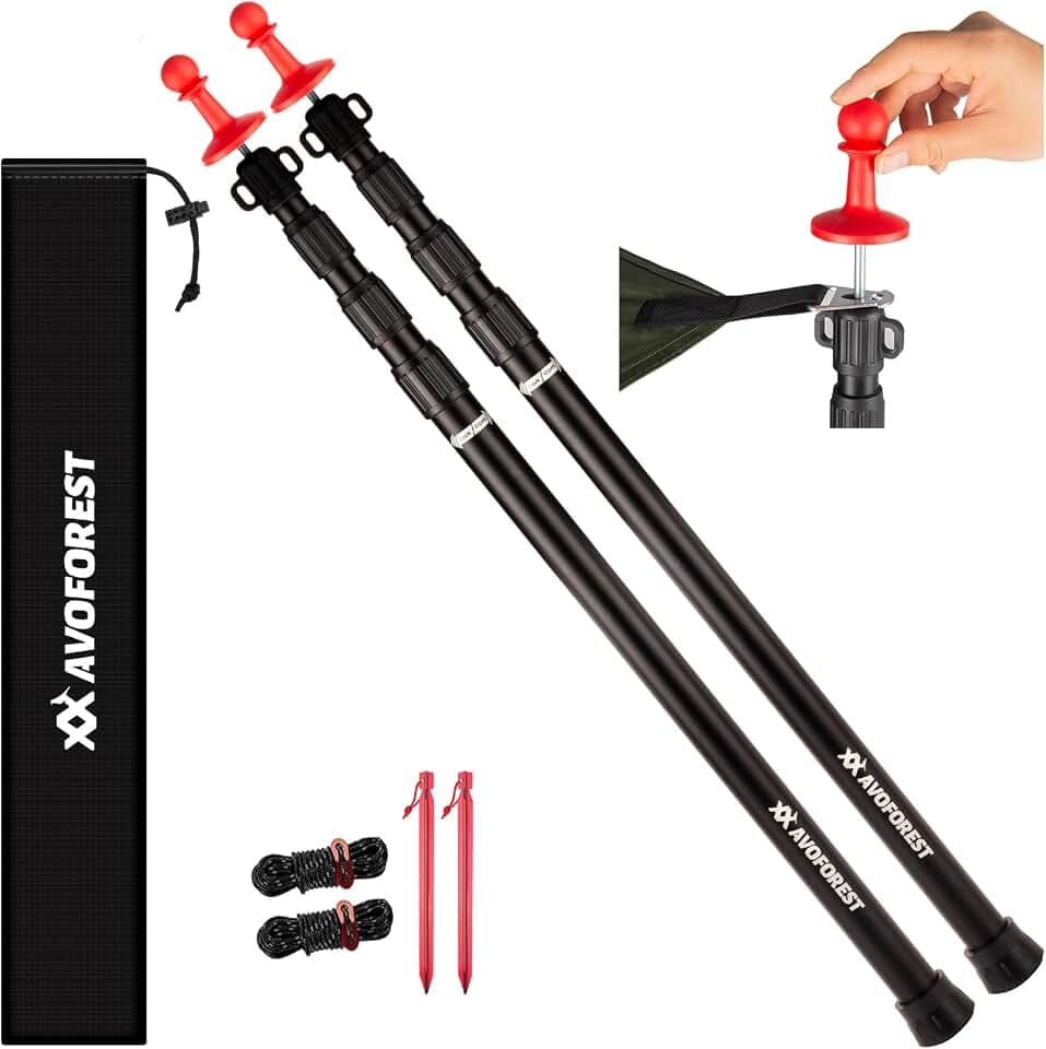 Zeltstange Teleskopstange für Zelte,Teleskopierbare Aluminium-Zeltstange,Höhe 81–235 cm,Sonnensegel Stange Sturmsicher und Wetterfest,Zeltstangen für Tarp (2, Black)