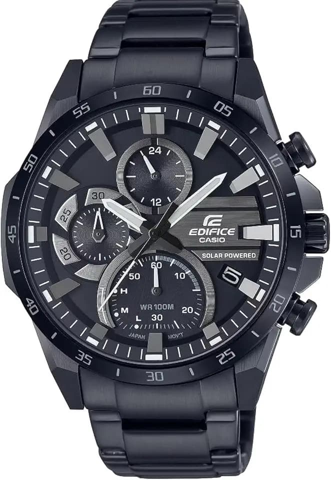 Casio Edifice EQS-940DC Series | Men's Solar Powered Analog Watch | Black | 100M WR | Chronograph | Date Indicator | 1/100 Sec Stopwatch