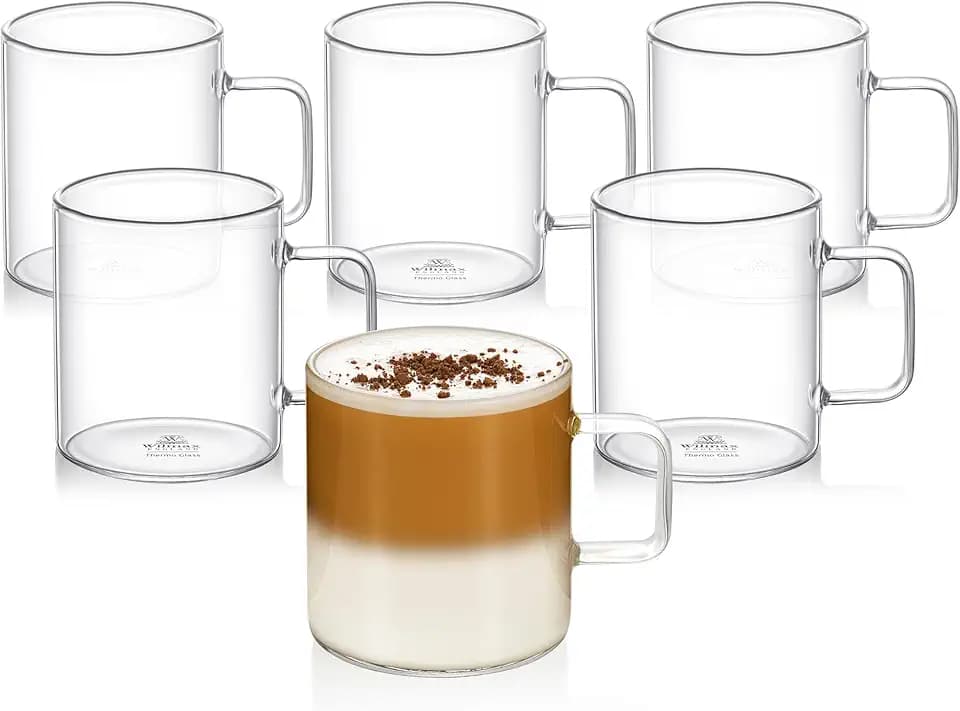 Wilmax Teegläser mit Henkel 6er Set 250 ml Kaffeegläser Teetassen