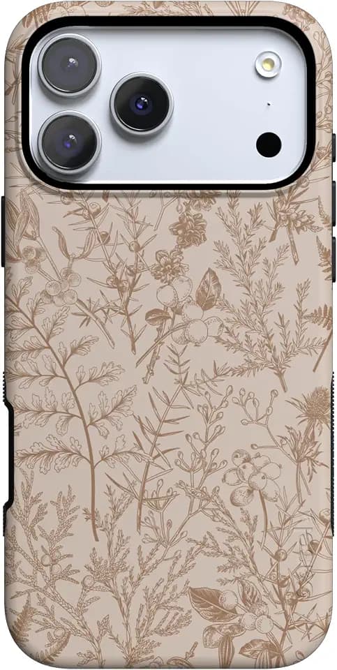 Casely iPhone 17 Pro Case | Beige Garden | Neutral Floral | Bold Protective Design | Compatible with MagSafe