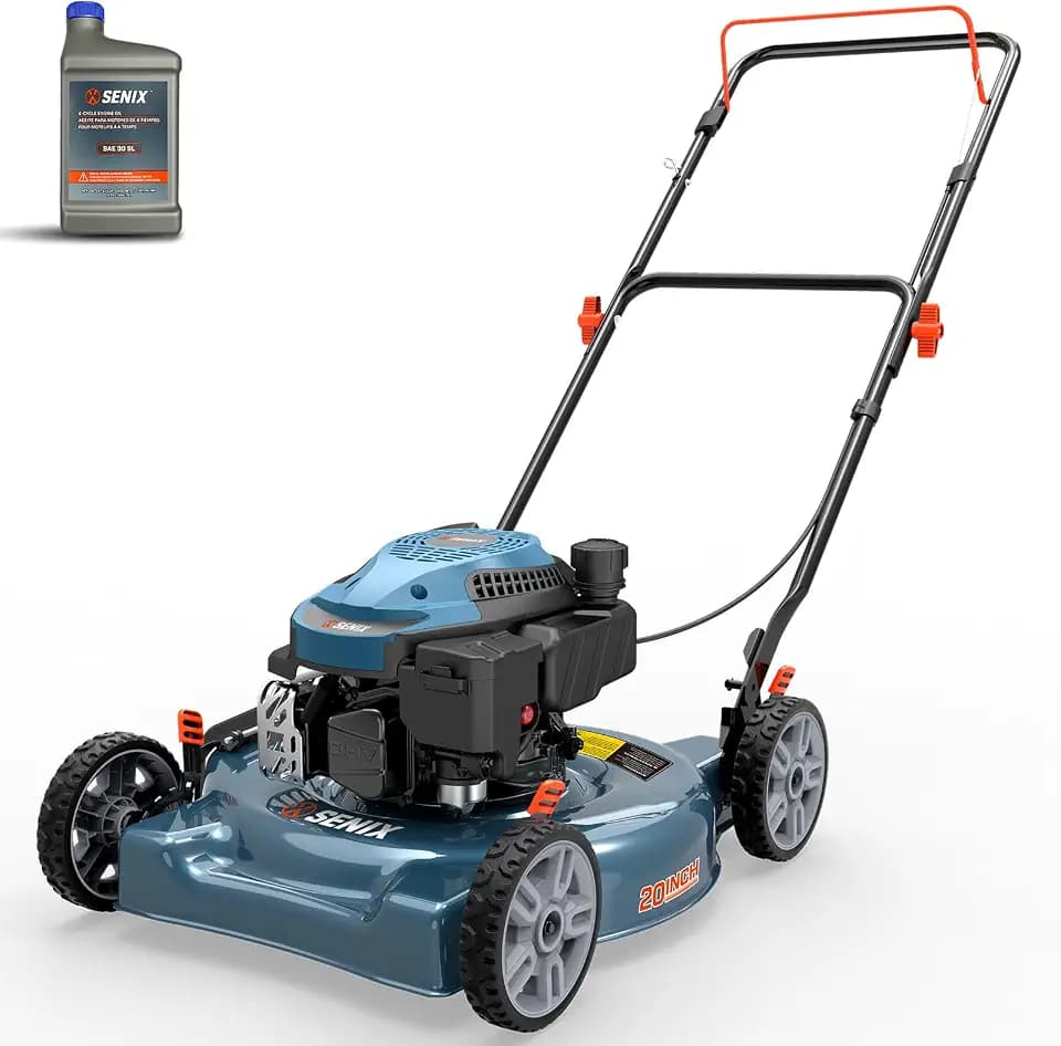 SENIX 20 inch Gas Push Lawn Mower, 144 cc 4-Cycle Push Mower Gas
