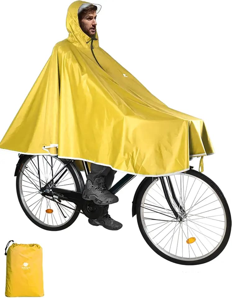 ANYOO Wasserdicht Radfahren Regen Poncho Tragbar Leichte mit Kapuze