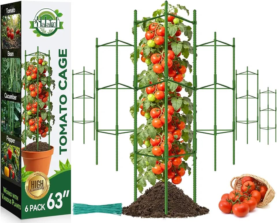 Halatool 6 Pack Tomato Cages for Garden, Up to 48in (4FT) Trellis