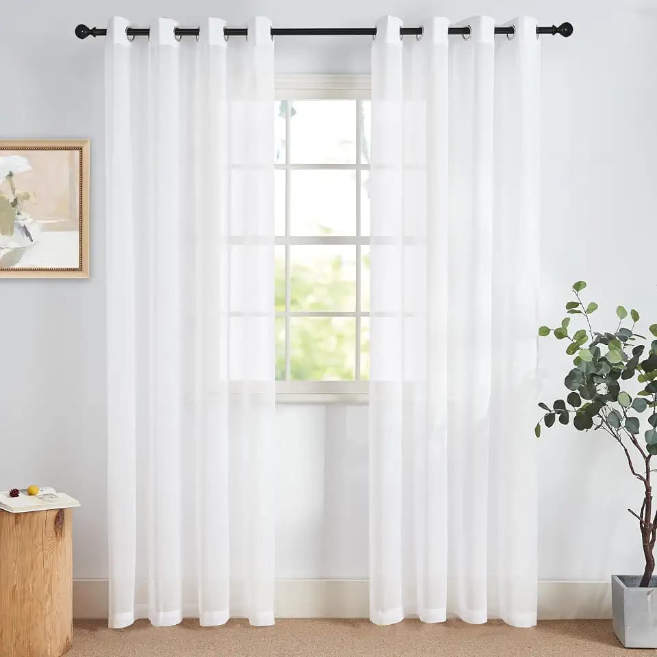 NICETOWN Vorhang Weiß Transparent Ösen Gardinen Wohnzimmer Modern Curtains