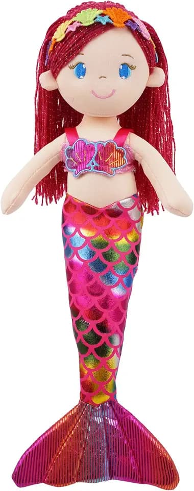 June Garden 16.5" Aurelia Mermaid Plush Doll with Yarn Hair