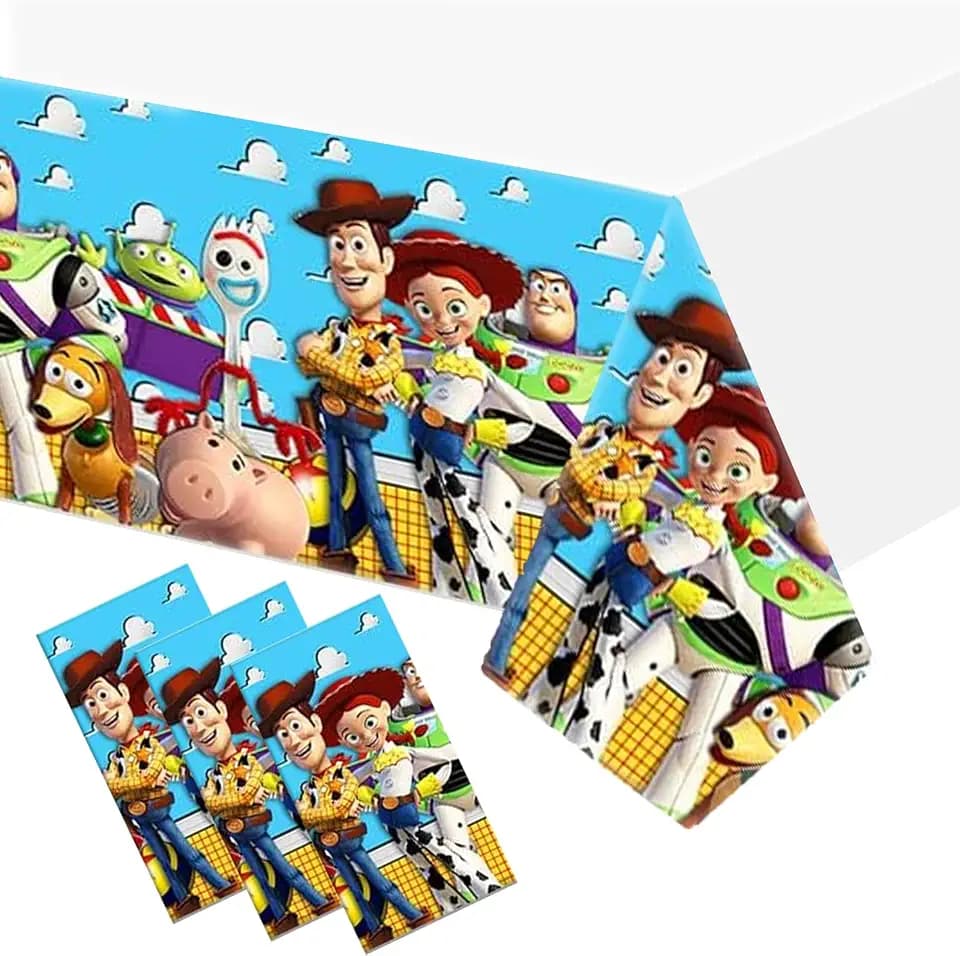 Toys Table Cloths - 3 Anime Table Cover Disposable Plastic Waterproof Tablecloths Cartoon Party Supplies for Boys Girls Fans Birthday Party
