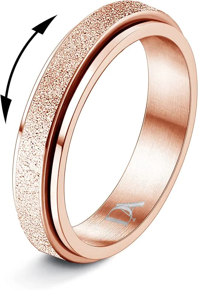 Diamday Fidget Rings for Women Titanium Steel Anxiety Spinner Ring
