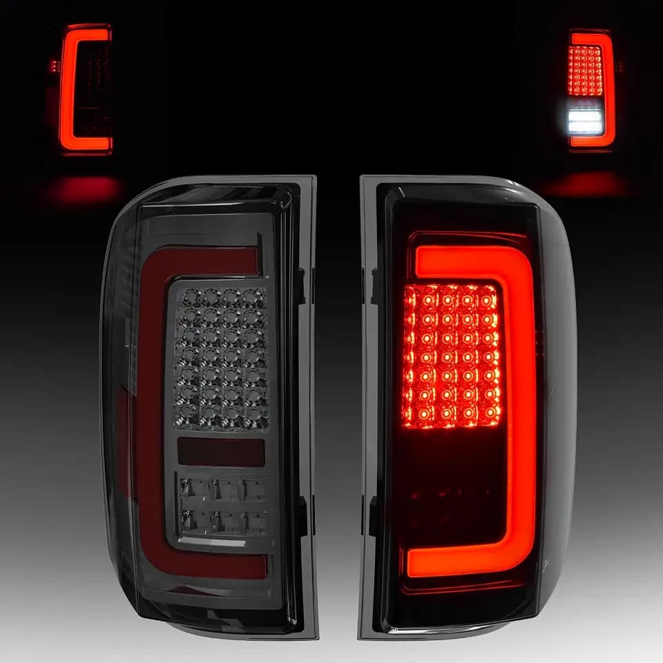 LED Tail Lights for 2007-2013 Chevy Silverado, Smoked Lens,Cshaped