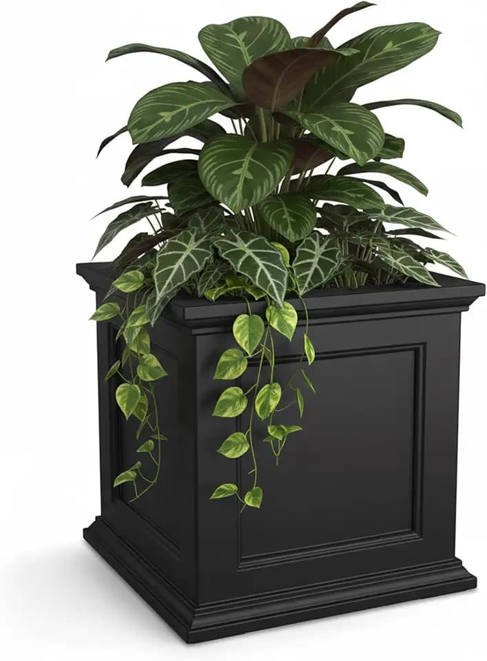 Mayne Fairview 20in Self-Watering Square Planter, Black